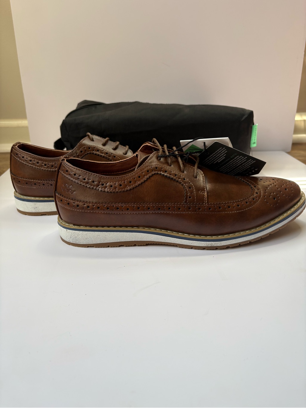 Men's Mio Marino Brown Leather Wingtip Oxford Shoes Sz 11 — image 3 of 5